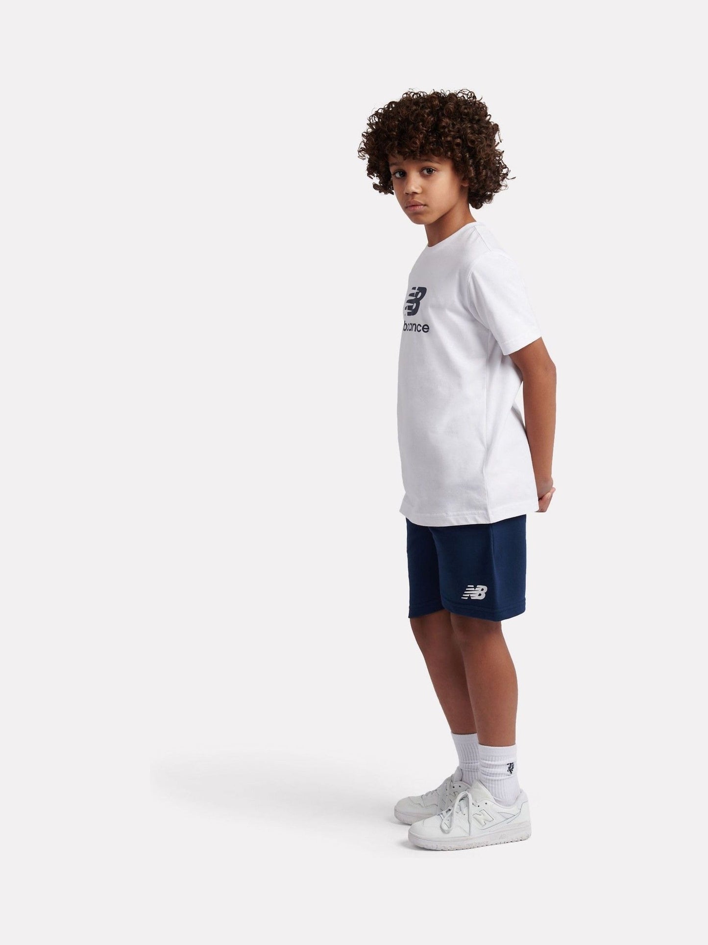 Dsiney Kidz - New Balance White Stacked Logo T-Shirt & Shorts Set image 3