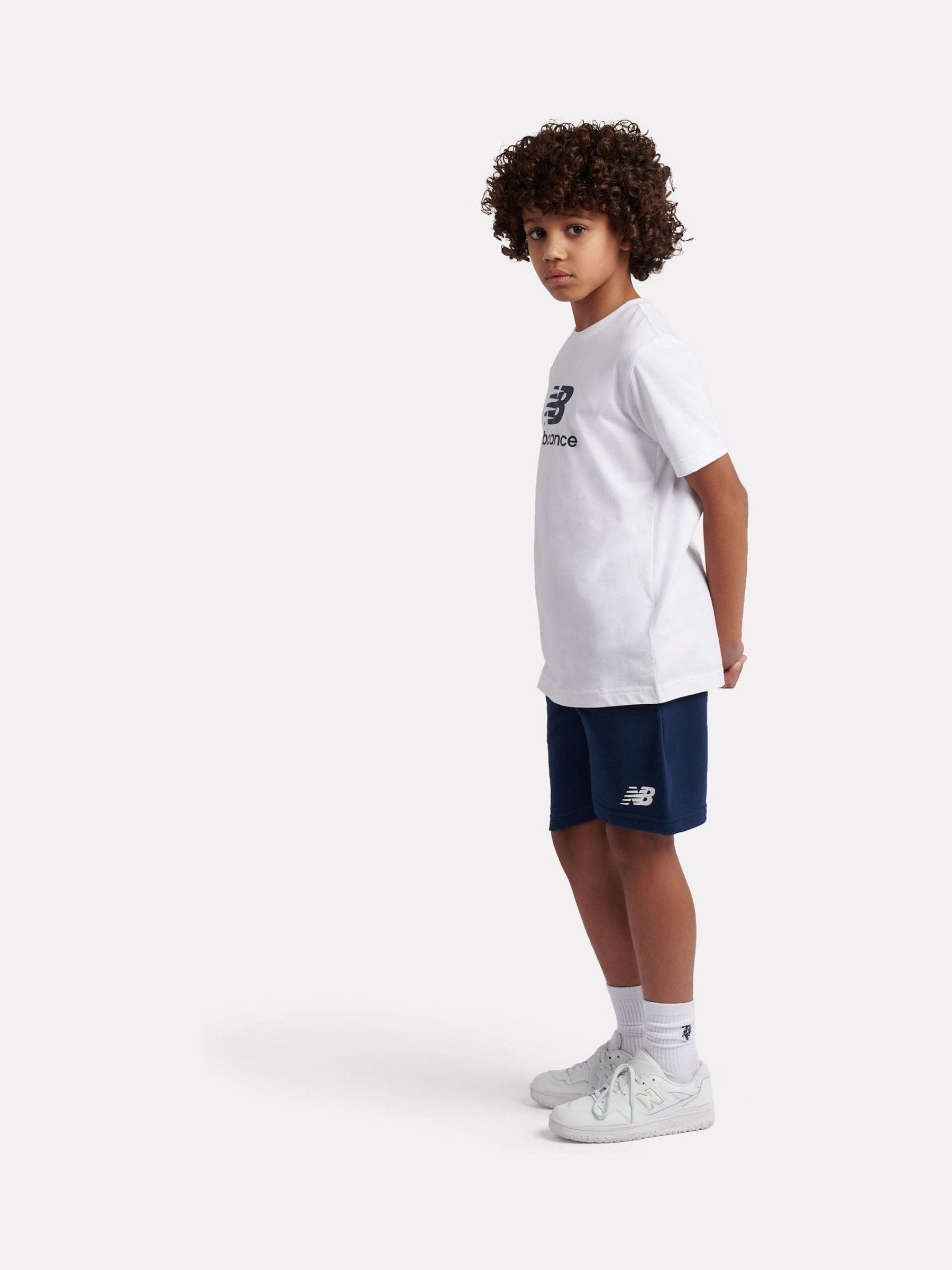 Dsiney Kidz - New Balance White Stacked Logo T-Shirt & Shorts Set image 3
