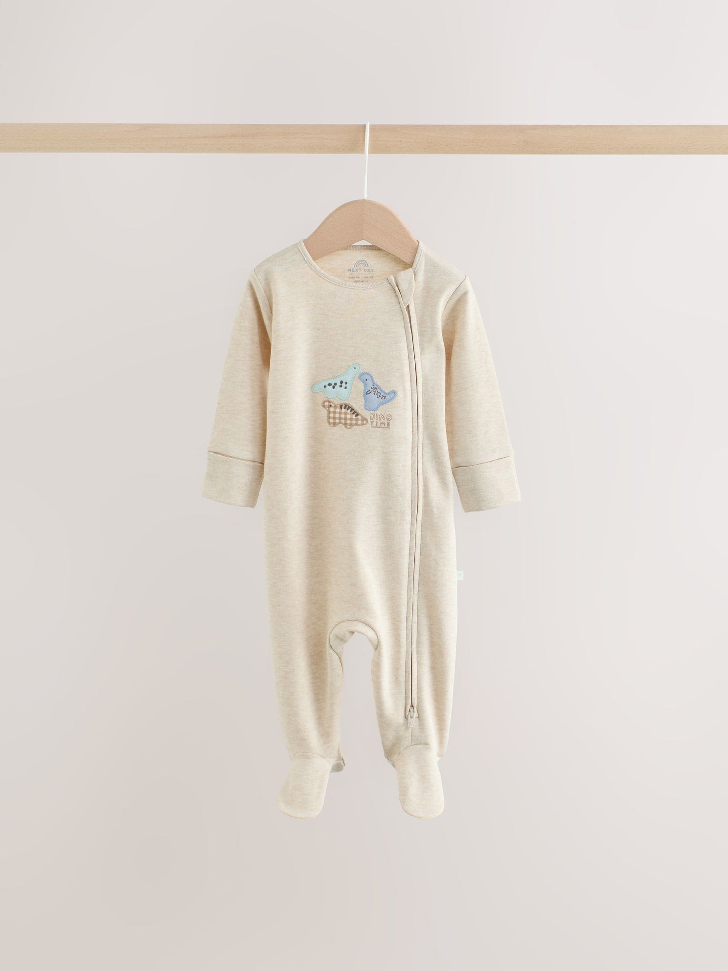Neutral Dinosaur Two Way Zip Baby Sleepsuits 3 Pack (0-2yrs) image 6