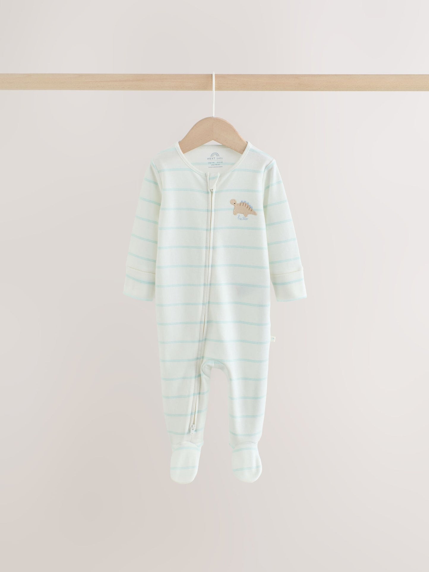 Neutral Dinosaur Two Way Zip Baby Sleepsuits 3 Pack (0-2yrs) image 8