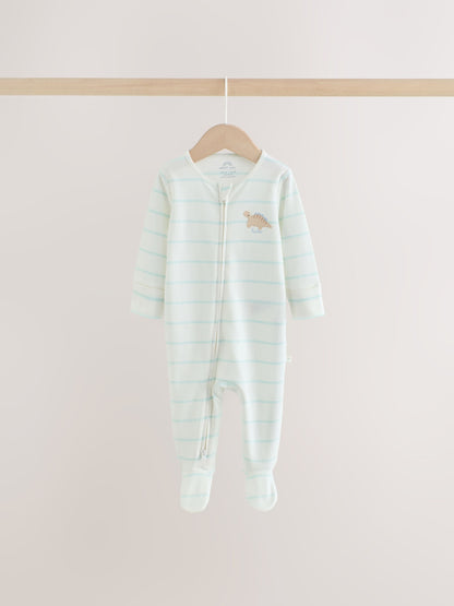 Neutral Dinosaur Two Way Zip Baby Sleepsuits 3 Pack (0-2yrs) image 8