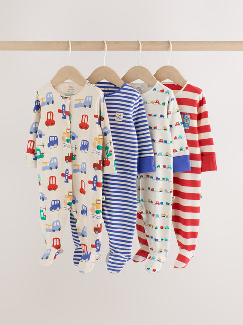 Bright Transport Two Way Zip Baby Sleepsuits 4 Pack (0mths-2yrs) image 1