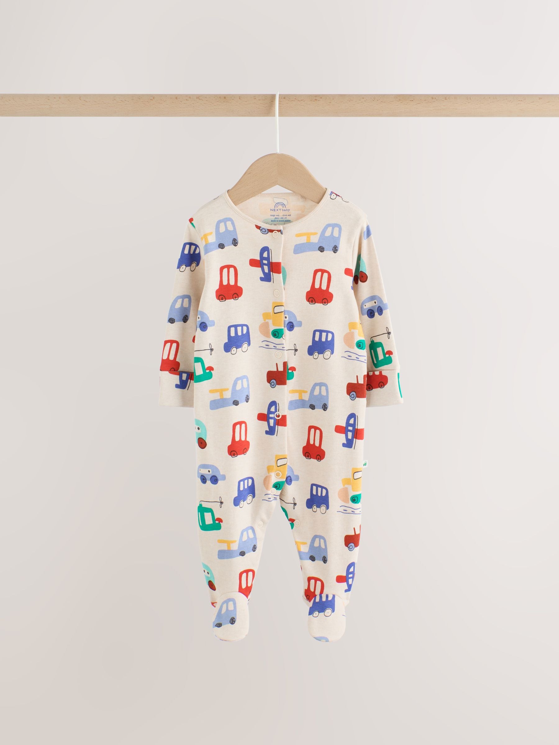 Bright Transport Two Way Zip Baby Sleepsuits 4 Pack (0mths-2yrs) image 5