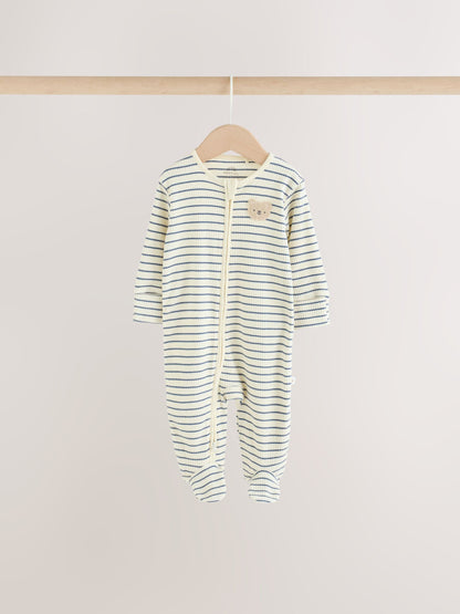 Neutral/Brown Bear Two Way Zip Baby Sleepsuits 7 Pack (0mths-2yrs) image 2
