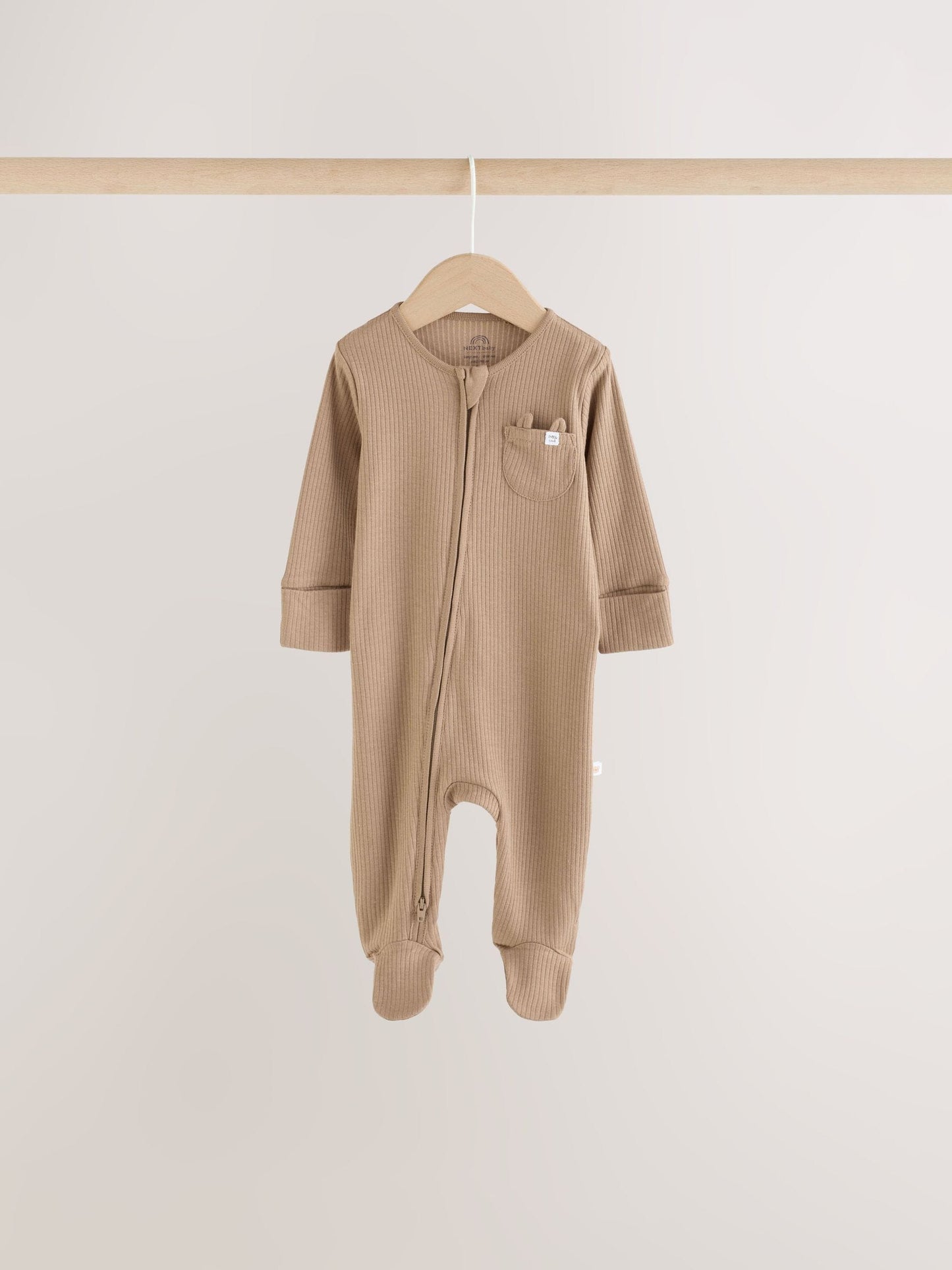Neutral/Brown Bear Two Way Zip Baby Sleepsuits 7 Pack (0mths-2yrs) image 3