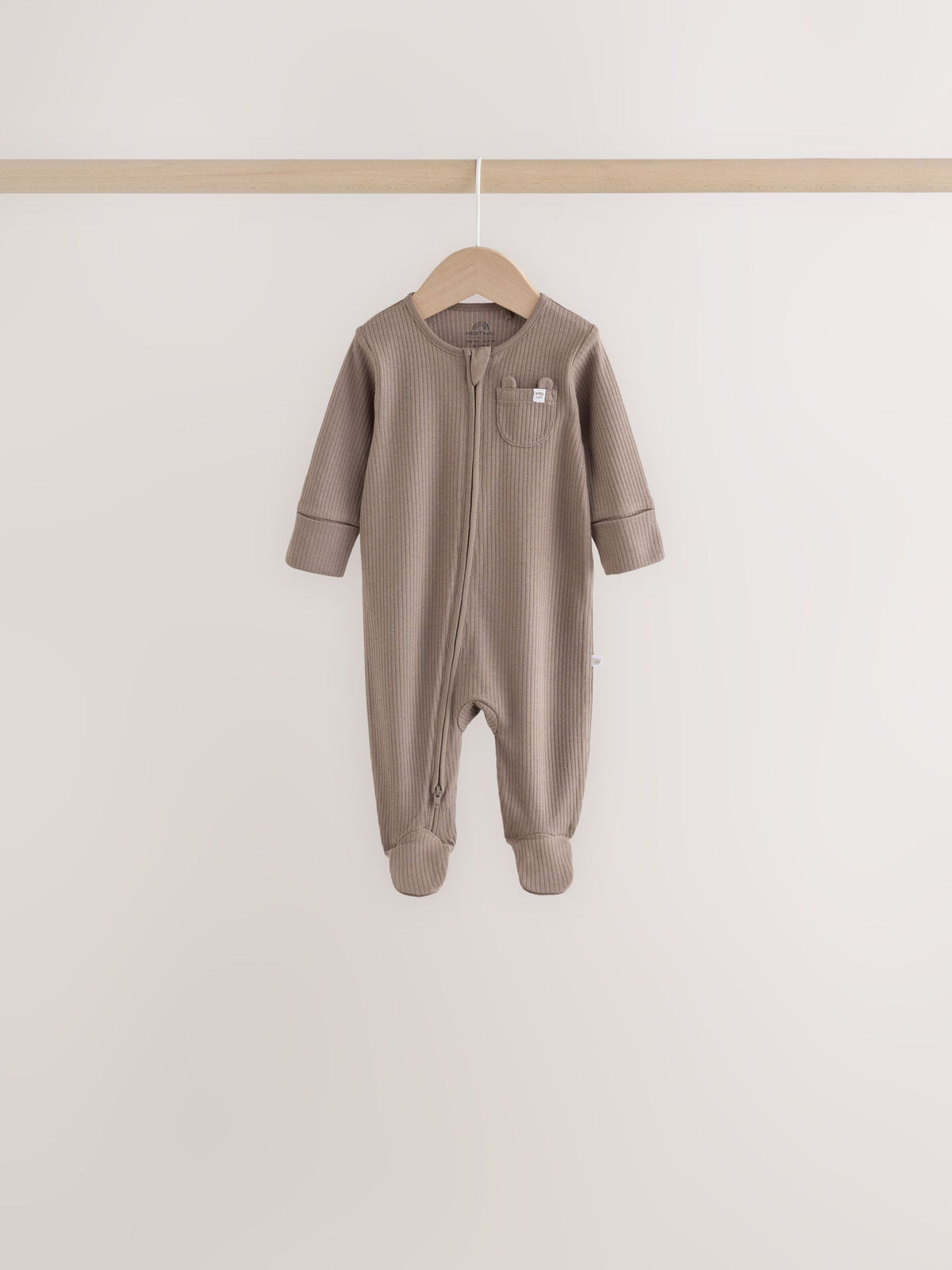 Neutral/Brown Bear Two Way Zip Baby Sleepsuits 7 Pack (0mths-2yrs) image 3