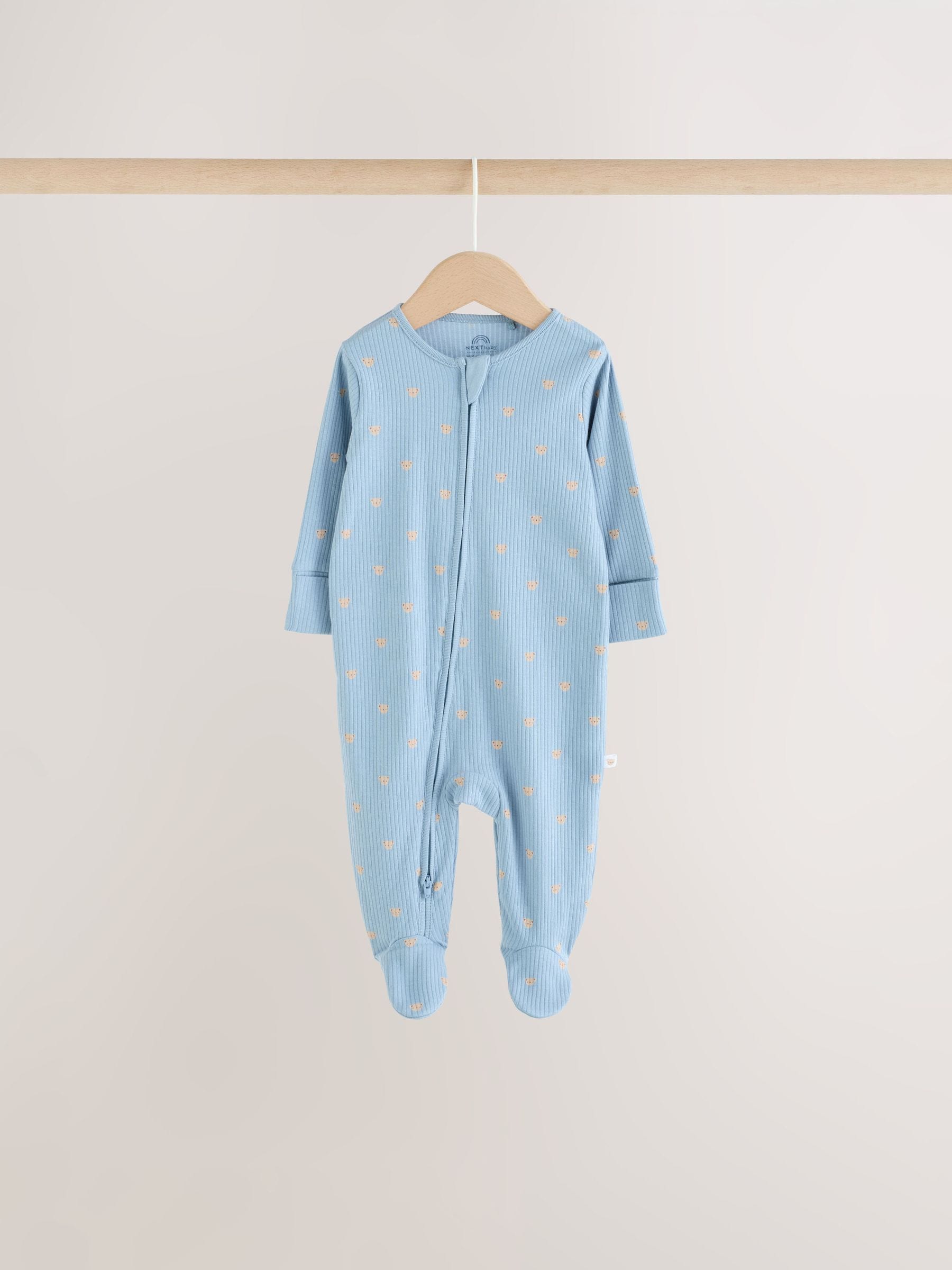 Neutral/Brown Bear Two Way Zip Baby Sleepsuits 7 Pack (0mths-2yrs) image 4