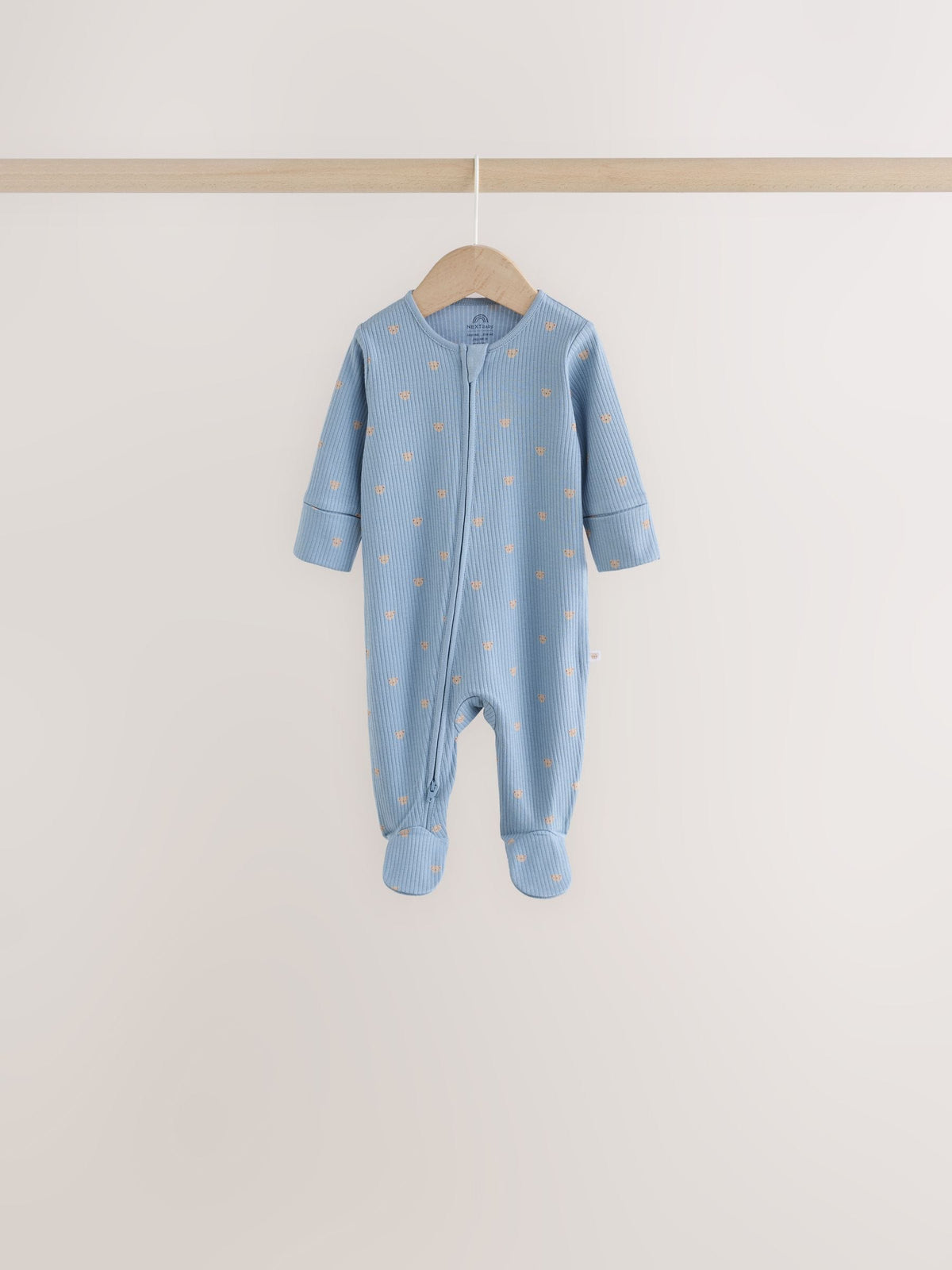 Neutral/Brown Bear Two Way Zip Baby Sleepsuits 7 Pack (0mths-2yrs) image 4