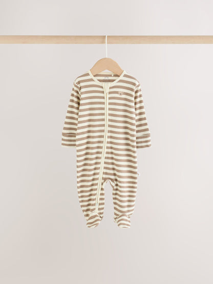 Neutral/Brown Bear Two Way Zip Baby Sleepsuits 7 Pack (0mths-2yrs) image 5