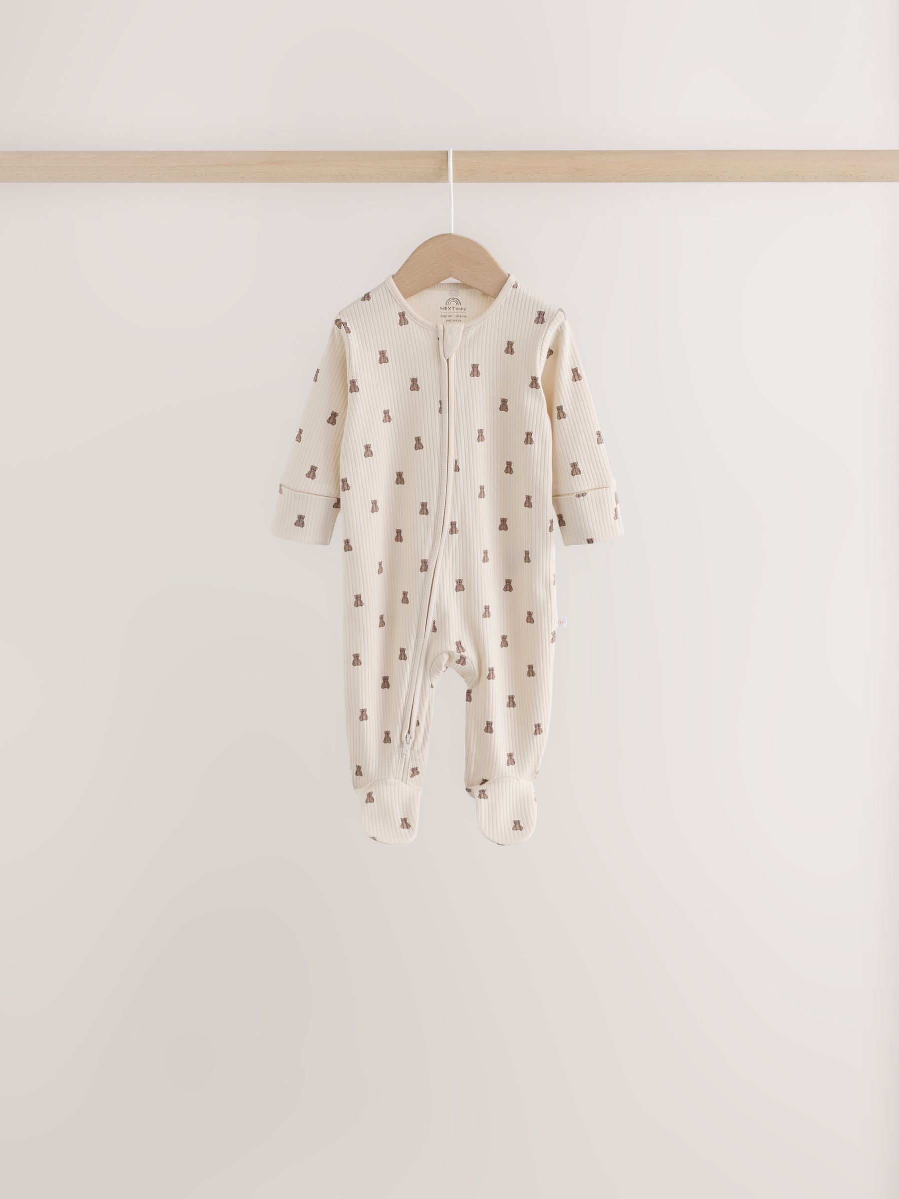 Neutral/Brown Bear Two Way Zip Baby Sleepsuits 7 Pack (0mths-2yrs) image 6