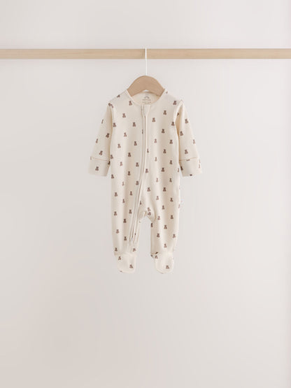 Neutral/Brown Bear Two Way Zip Baby Sleepsuits 7 Pack (0mths-2yrs) image 6