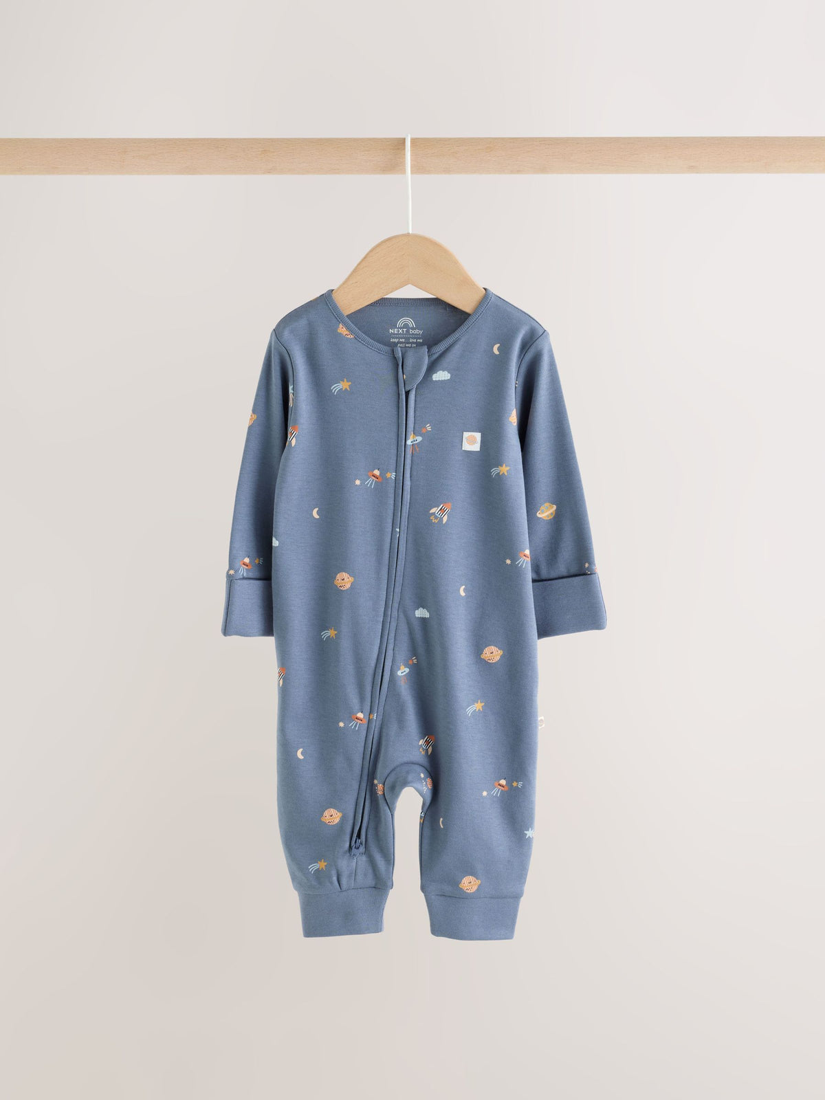 Blue 3 Pack Two Way Zip Baby Sleepsuits 3 Pack (0mths-3yrs) image 8