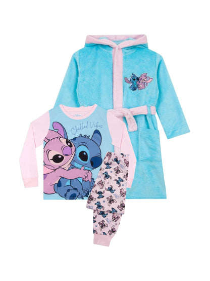 Character Blue Disney Lilo And Stitch Dressing Gown And Pyjamas Set image 1