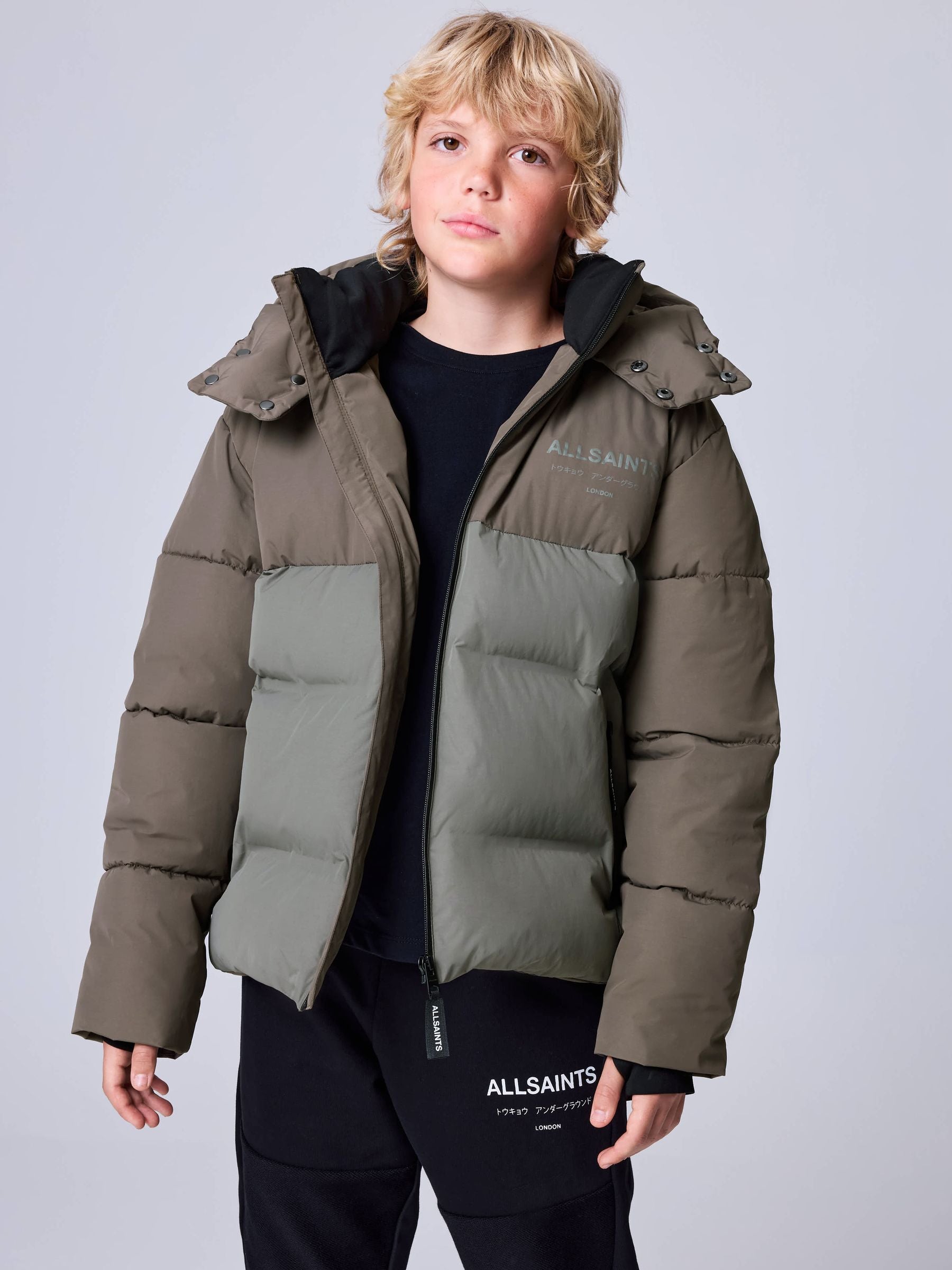 Dsiney Kidz - smALLSAINTS Khaki Green Underground Short Padded Coat image 2