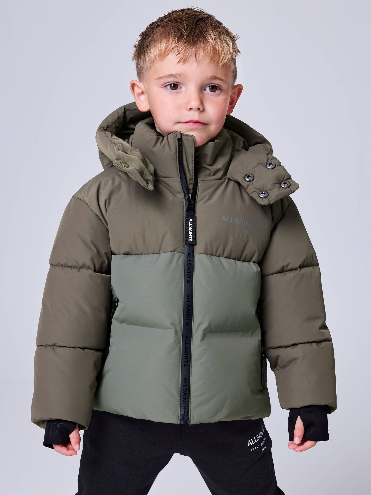 Dsiney Kidz - smALLSAINTS Khaki Green Underground Short Padded Coat image 5