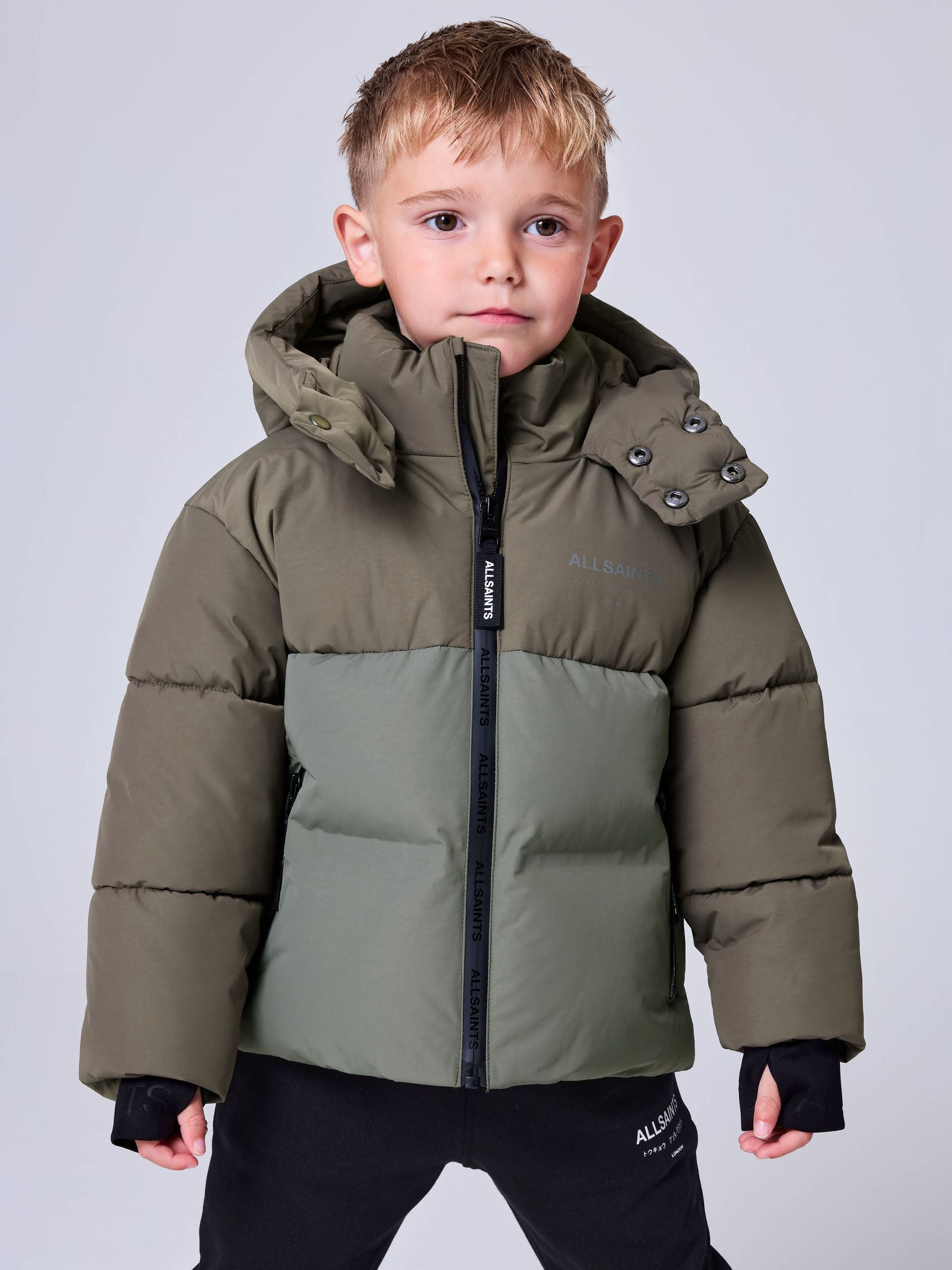 Dsiney Kidz - smALLSAINTS Khaki Green Underground Short Padded Coat image 5