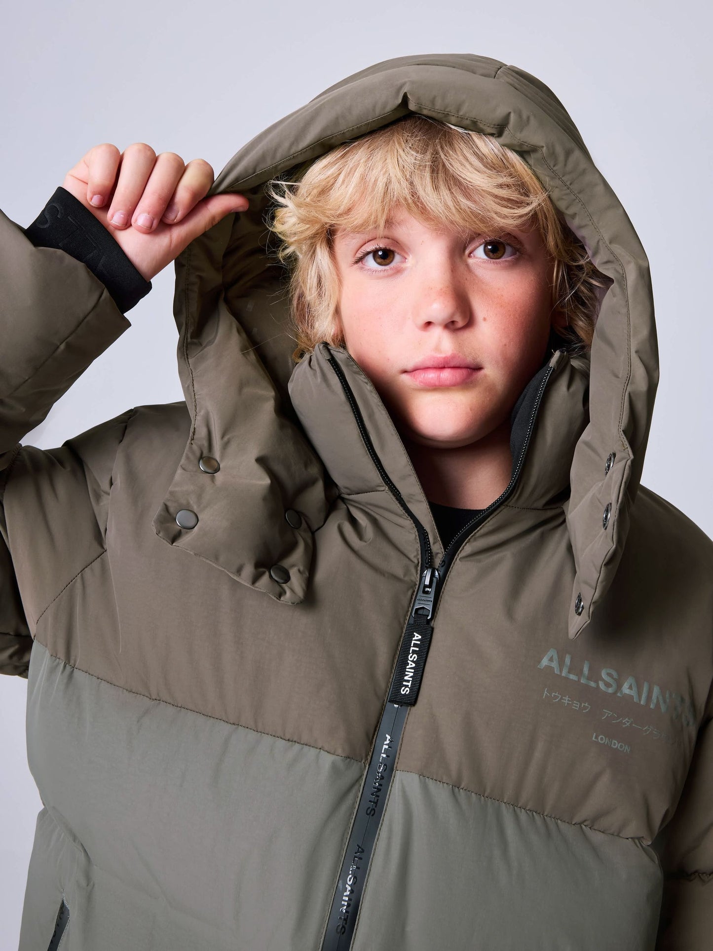 Dsiney Kidz - smALLSAINTS Khaki Green Underground Short Padded Coat image 8