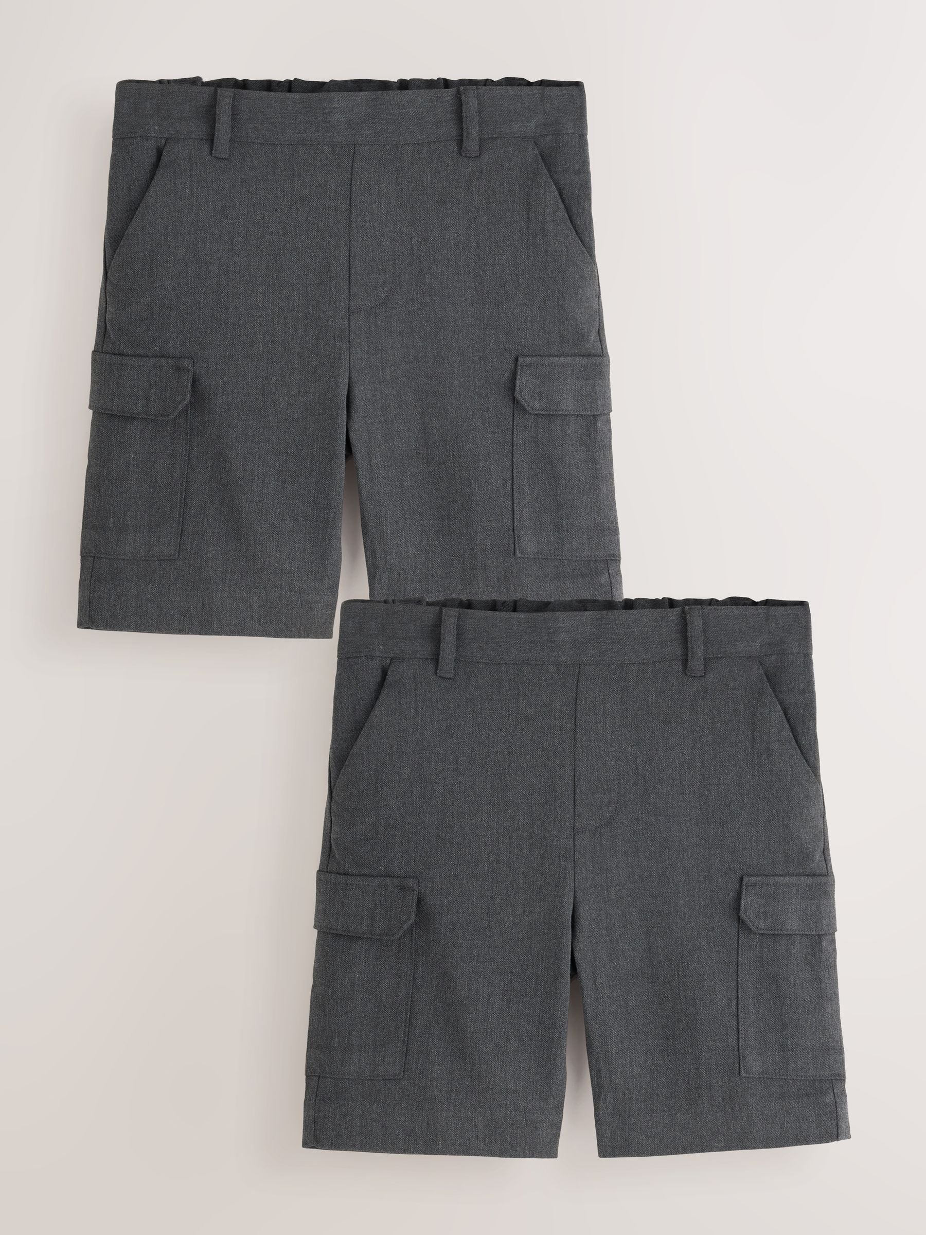 Dsiney Kidz - Clarks Grey Cargo Pull-On Regular School Shorts 2 Pack image 1