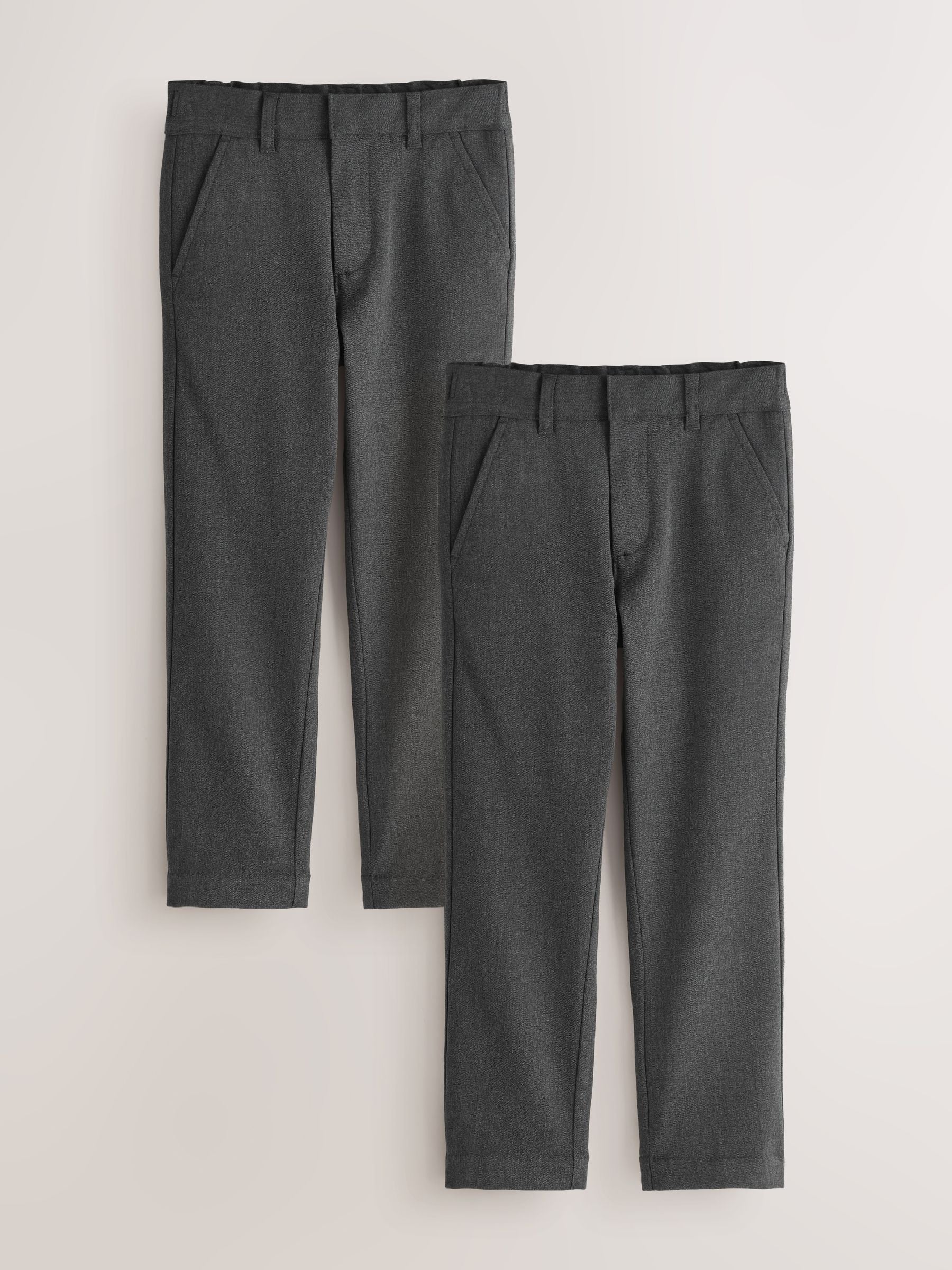 Dsiney Kidz - Clarks Grey Slim Waist Regular Length Fastening School 2 Pack Trousers image 1