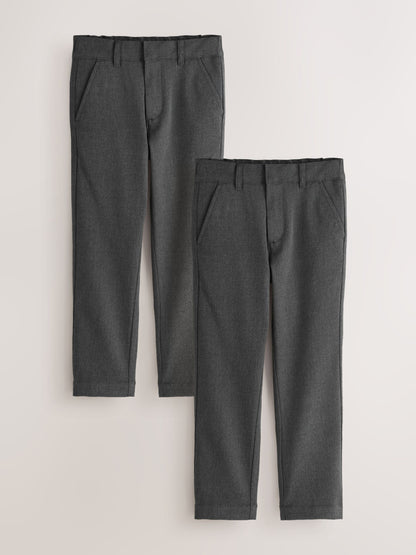 Dsiney Kidz - Clarks Grey Slim Waist Regular Length Fastening School 2 Pack Trousers image 1
