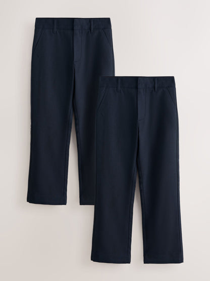 Dsiney Kidz - Clarks Navy Slim Waist Regular Length Fastening School 2 Pack Trousers image 1