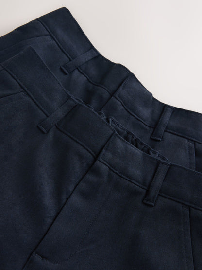 Dsiney Kidz - Clarks Navy Slim Waist Regular Length Fastening School 2 Pack Trousers image 5