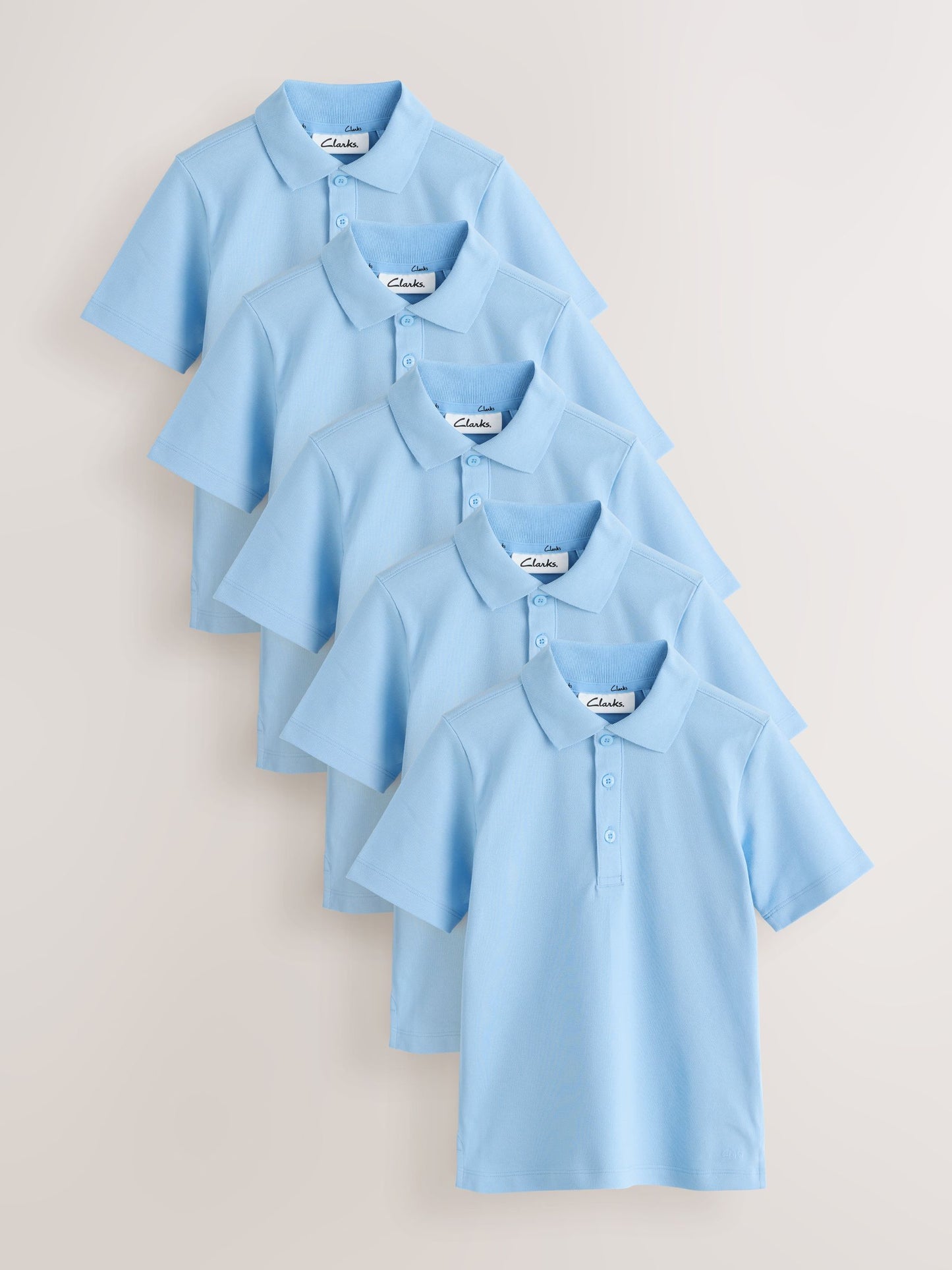 Dsiney Kidz - Clarks Blue Short Sleeve School Polo Shirts 5 Pack image 1