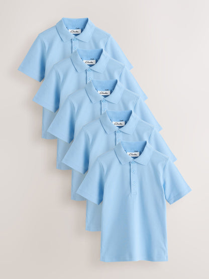 Dsiney Kidz - Clarks Blue Short Sleeve School Polo Shirts 5 Pack image 1