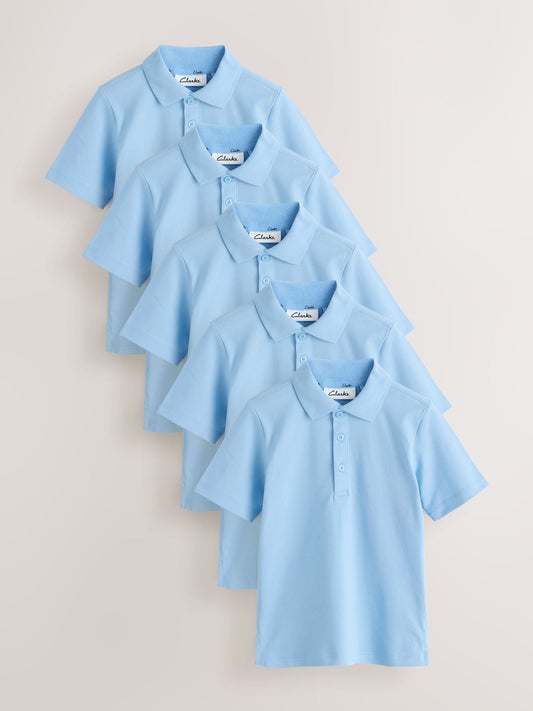 Dsiney Kidz - Clarks Blue Short Sleeve School Polo Shirts 5 Pack image 1