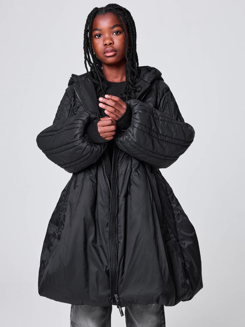 smALLSAINTS Black Seam Mid Length Bubble Hem Padded Coat - image 1