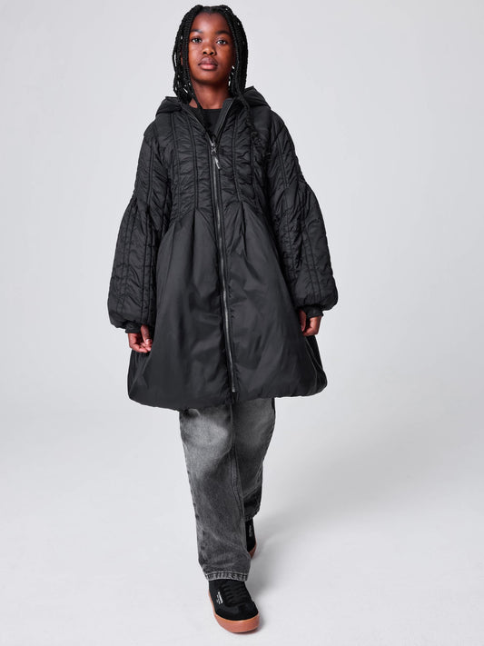 smALLSAINTS Black Seam Mid Length Bubble Hem Padded Coat - image 2