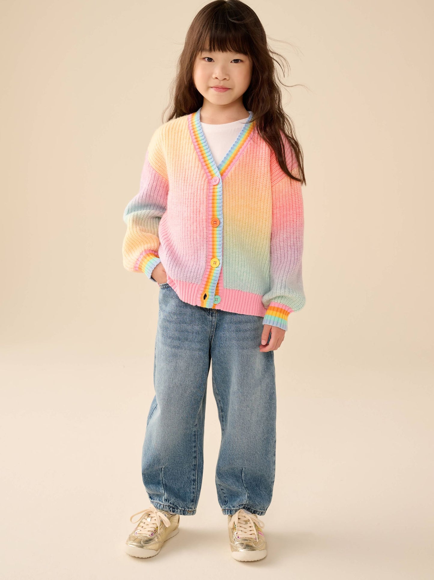 Dsiney Kidz - Little Bird by Jools Oliver Rainbow Ombre V-Neck Cardigan image 3