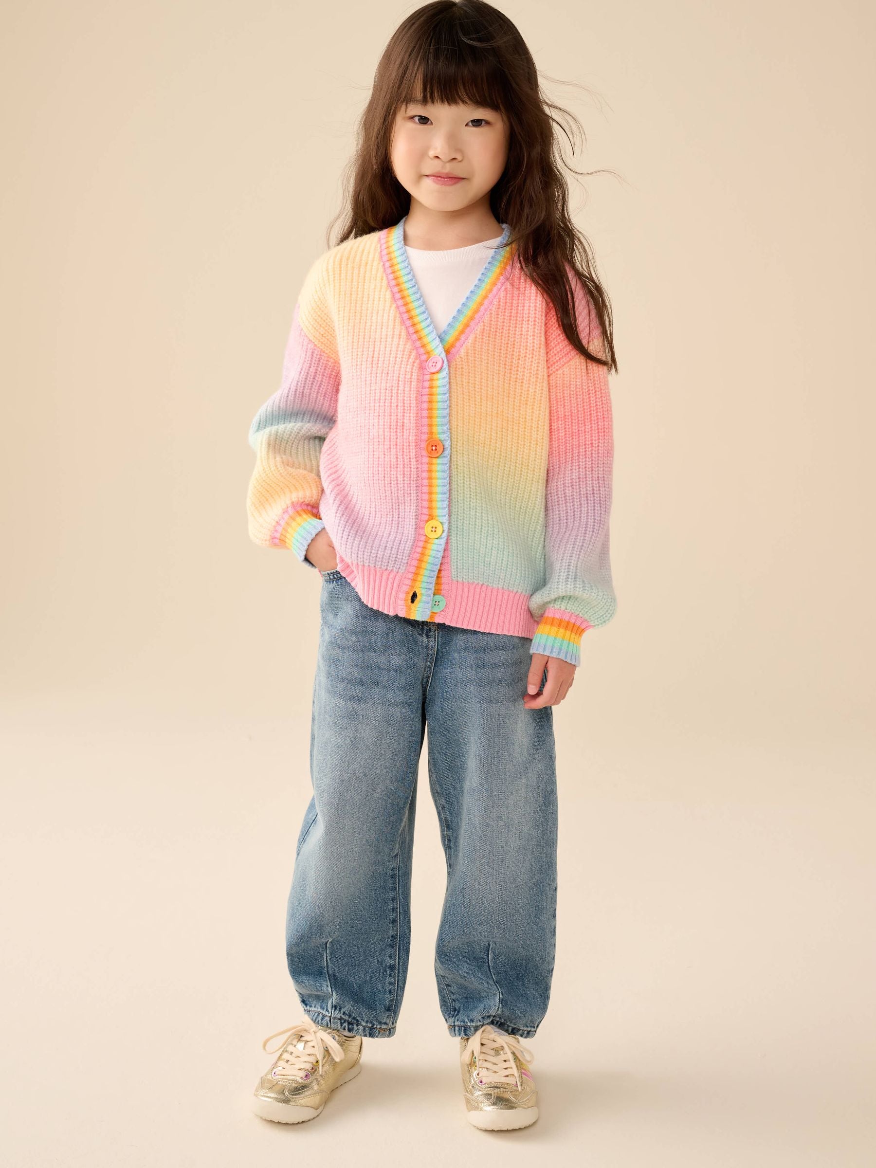 Dsiney Kidz - Little Bird by Jools Oliver Rainbow Ombre V-Neck Cardigan image 3