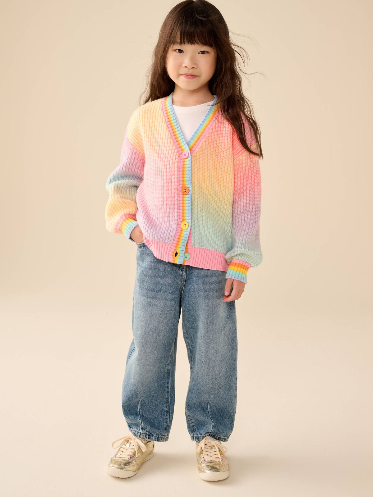 Dsiney Kidz - Little Bird by Jools Oliver Rainbow Ombre V-Neck Cardigan image 3