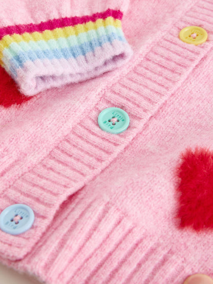 Dsiney Kidz - Little Bird by Jools Oliver Pink & Red Fluffy Heart Cardigan image 11