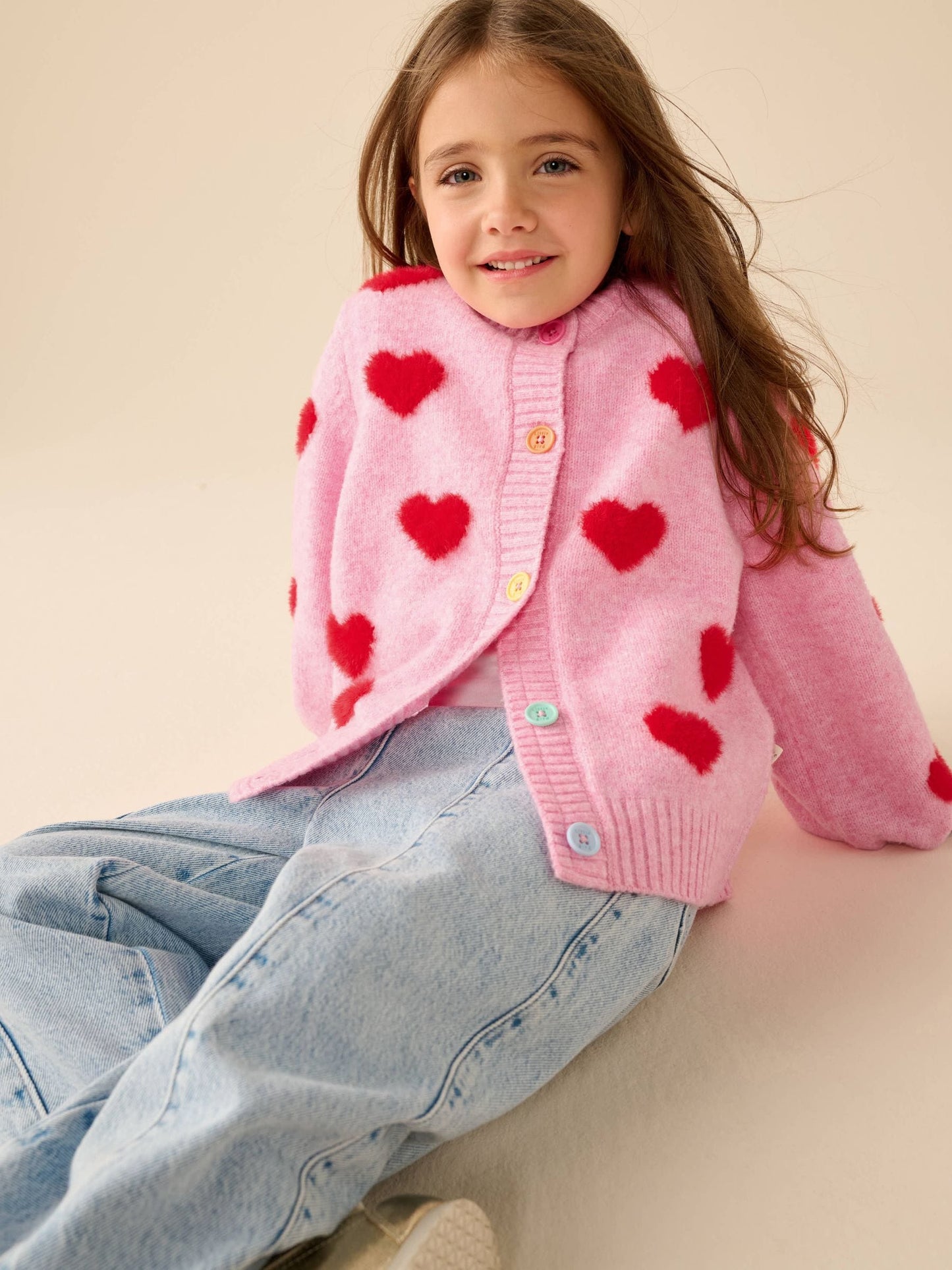 Dsiney Kidz - Little Bird by Jools Oliver Pink & Red Fluffy Heart Cardigan image 3