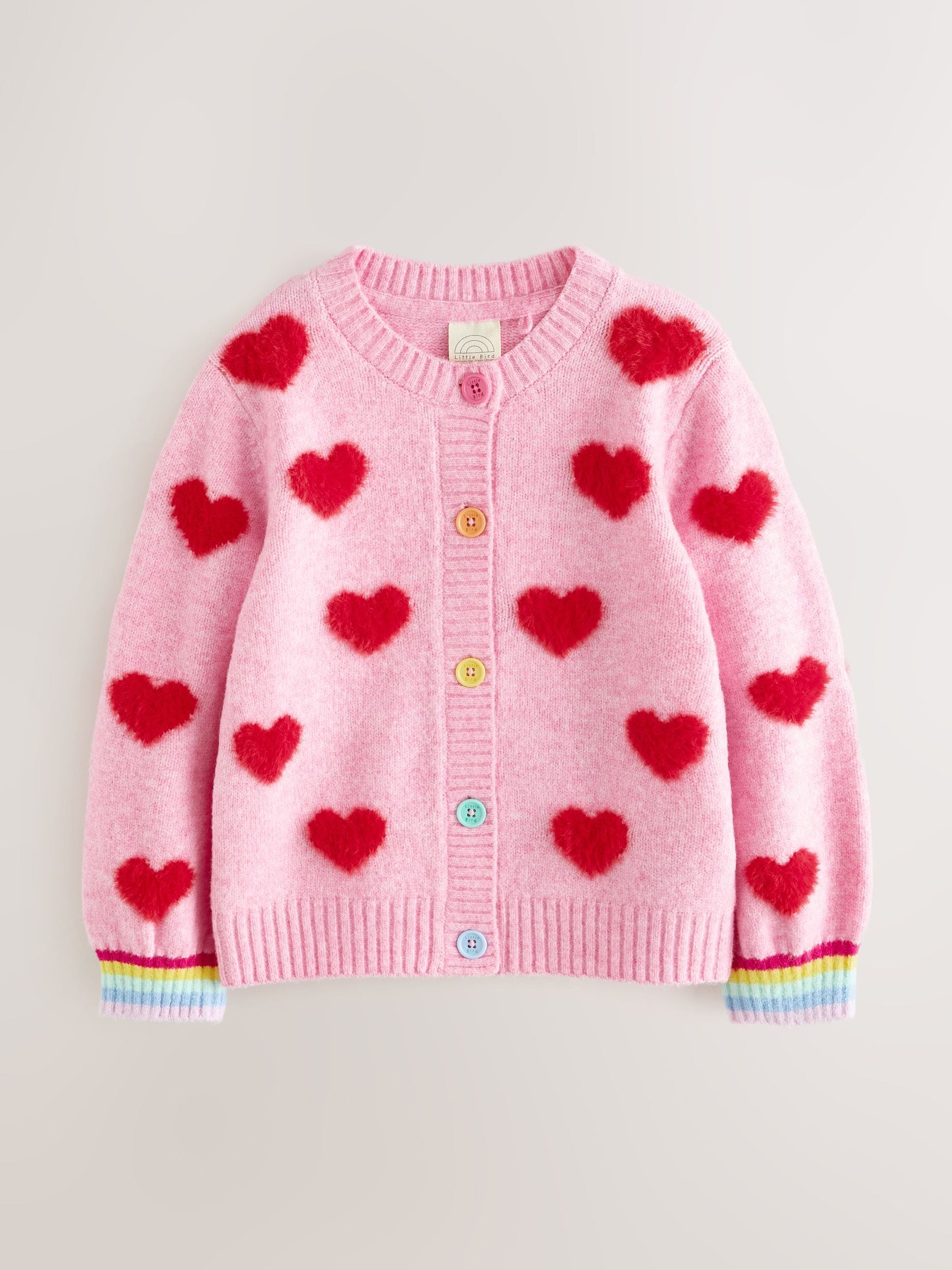 Dsiney Kidz - Little Bird by Jools Oliver Pink & Red Fluffy Heart Cardigan image 7