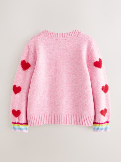 Dsiney Kidz - Little Bird by Jools Oliver Pink & Red Fluffy Heart Cardigan image 8