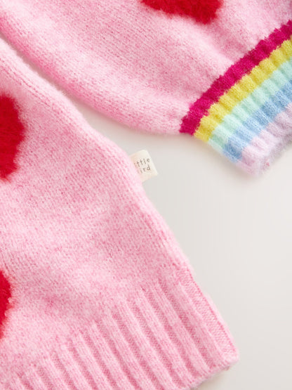 Dsiney Kidz - Little Bird by Jools Oliver Pink & Red Fluffy Heart Cardigan image 9