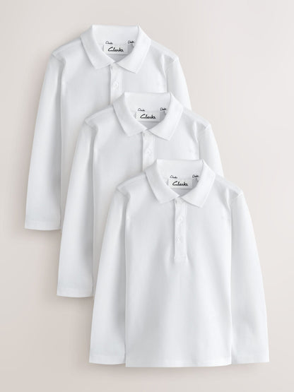 Dsiney Kidz - White Clarks Long Sleeve School Polo Shirts 3 Pack image 1