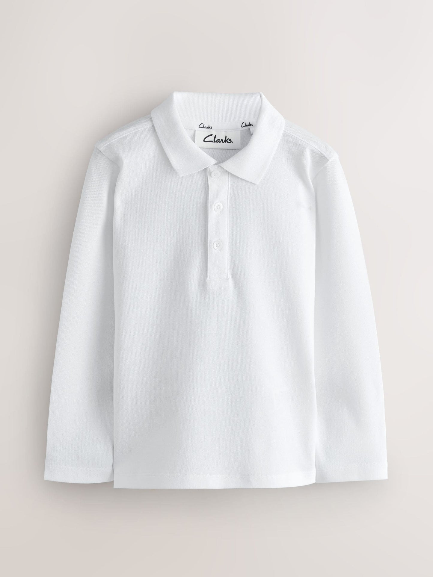 Dsiney Kidz - White Clarks Long Sleeve School Polo Shirts 3 Pack image 2