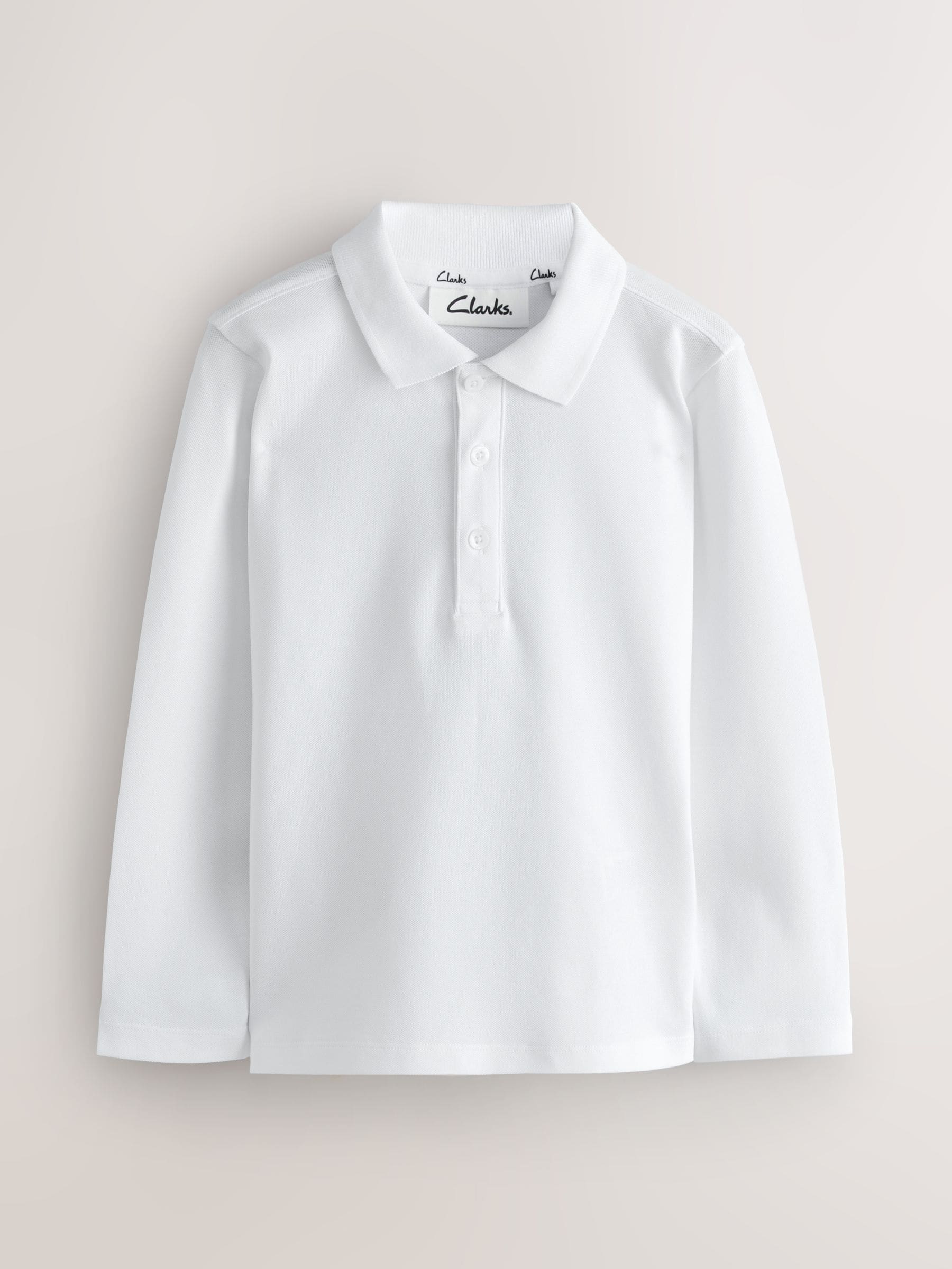 Dsiney Kidz - White Clarks Long Sleeve School Polo Shirts 3 Pack image 2