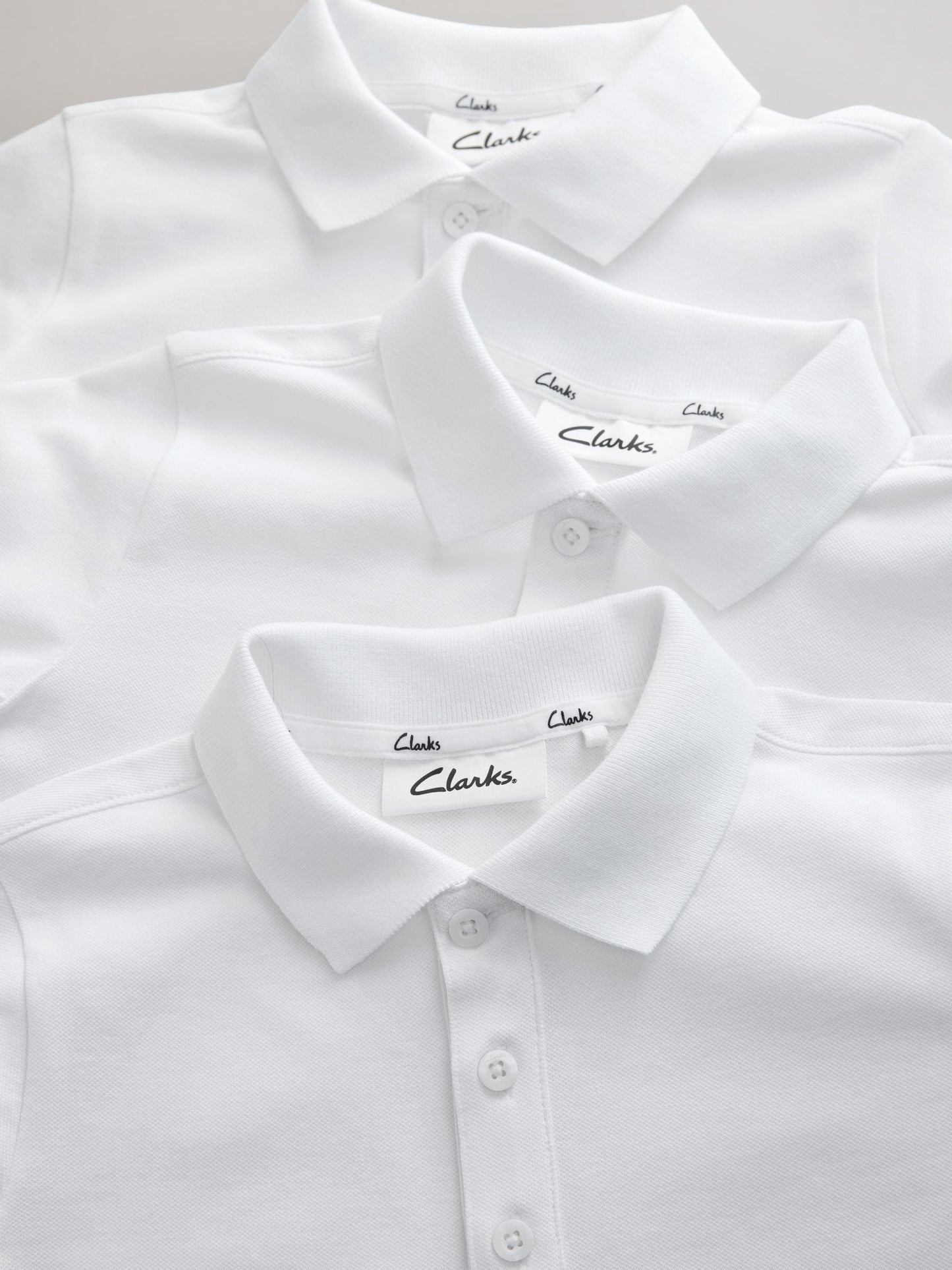 Dsiney Kidz - White Clarks Long Sleeve School Polo Shirts 3 Pack image 4