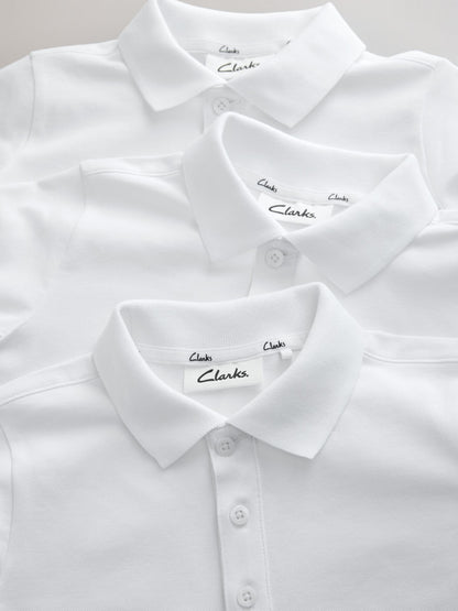 Dsiney Kidz - White Clarks Long Sleeve School Polo Shirts 3 Pack image 4