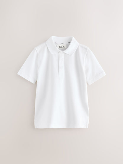 Dsiney Kidz - Clarks White Short Sleeve School Polo Shirts 5 Pack image 5