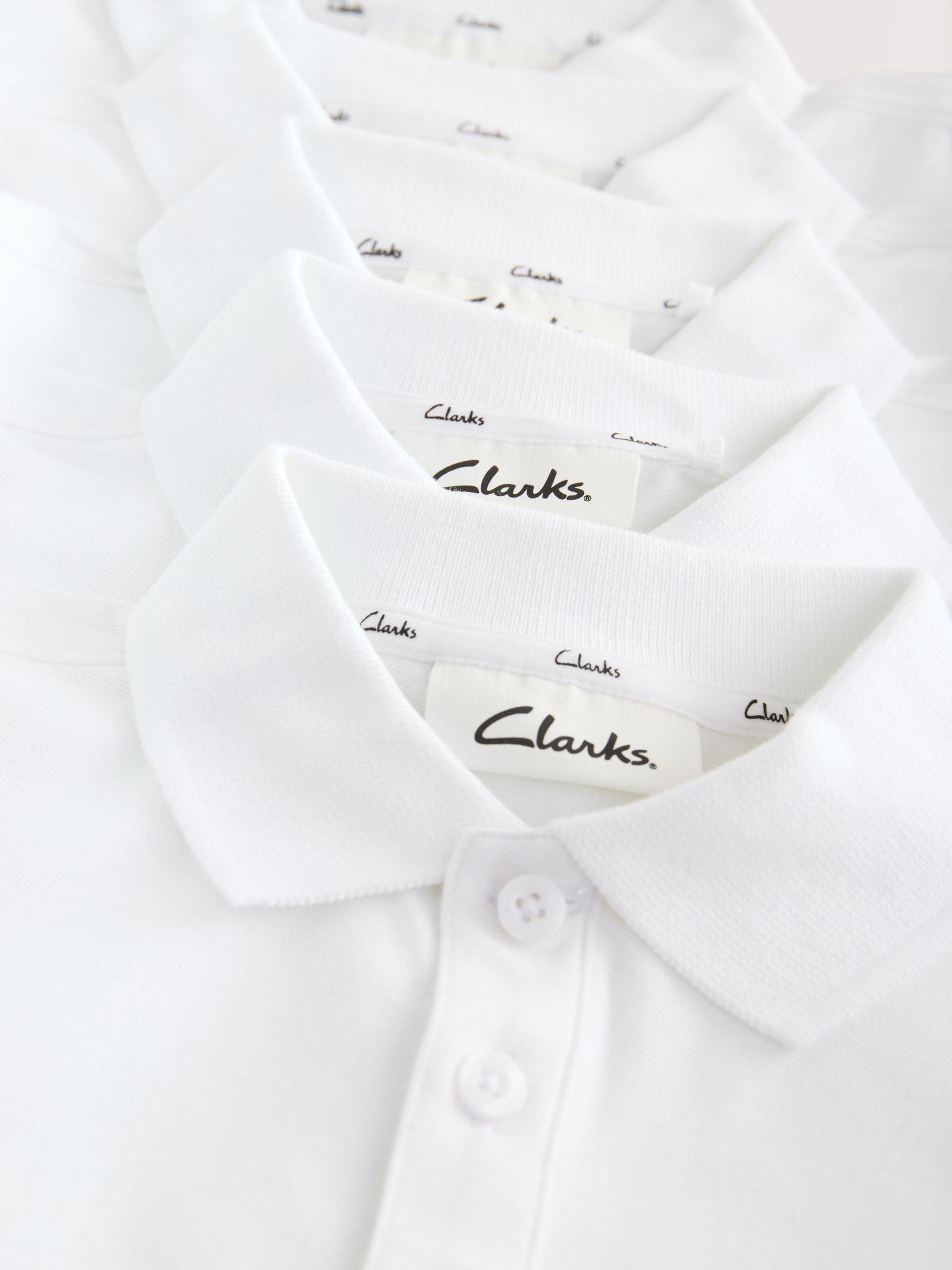 Dsiney Kidz - Clarks White Short Sleeve School Polo Shirts 5 Pack image 8