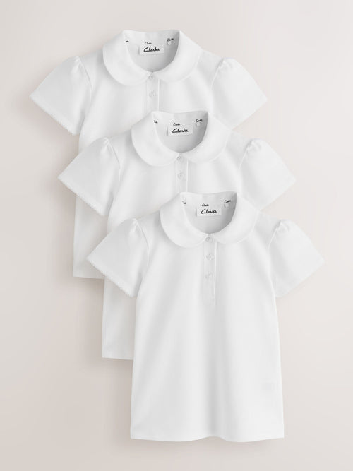 Dsiney Kidz - Clarks White Short Sleeve School Polo Shirts 3 Pack image 1