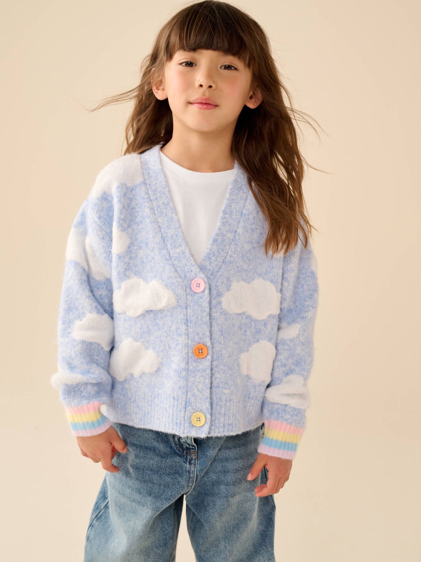 Dsiney Kidz - Little Bird by Jools Oliver Blue Bubble Cloud Button Through Knitted Cardigan image 1