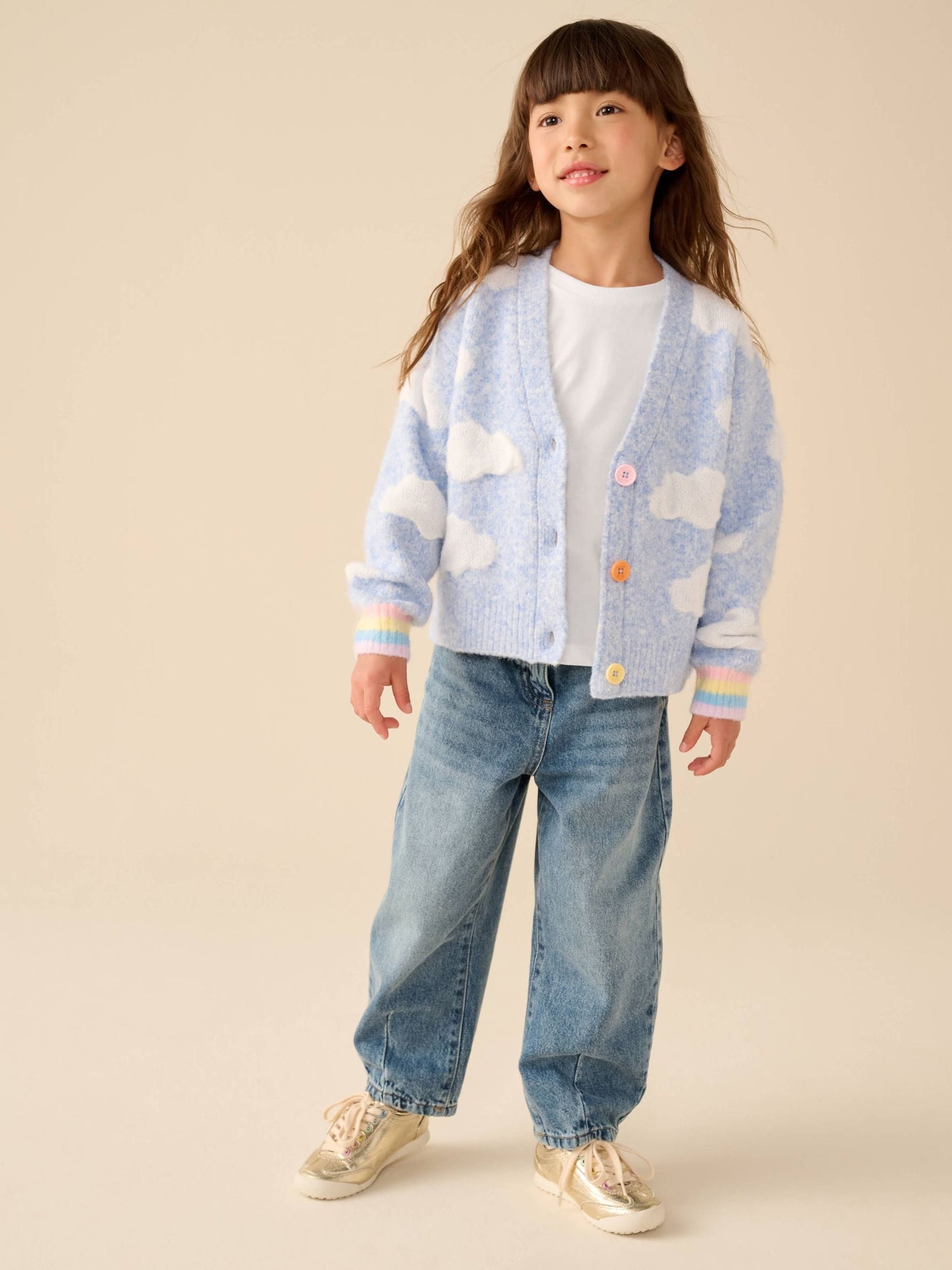 Dsiney Kidz - Little Bird by Jools Oliver Blue Bubble Cloud Button Through Knitted Cardigan image 2