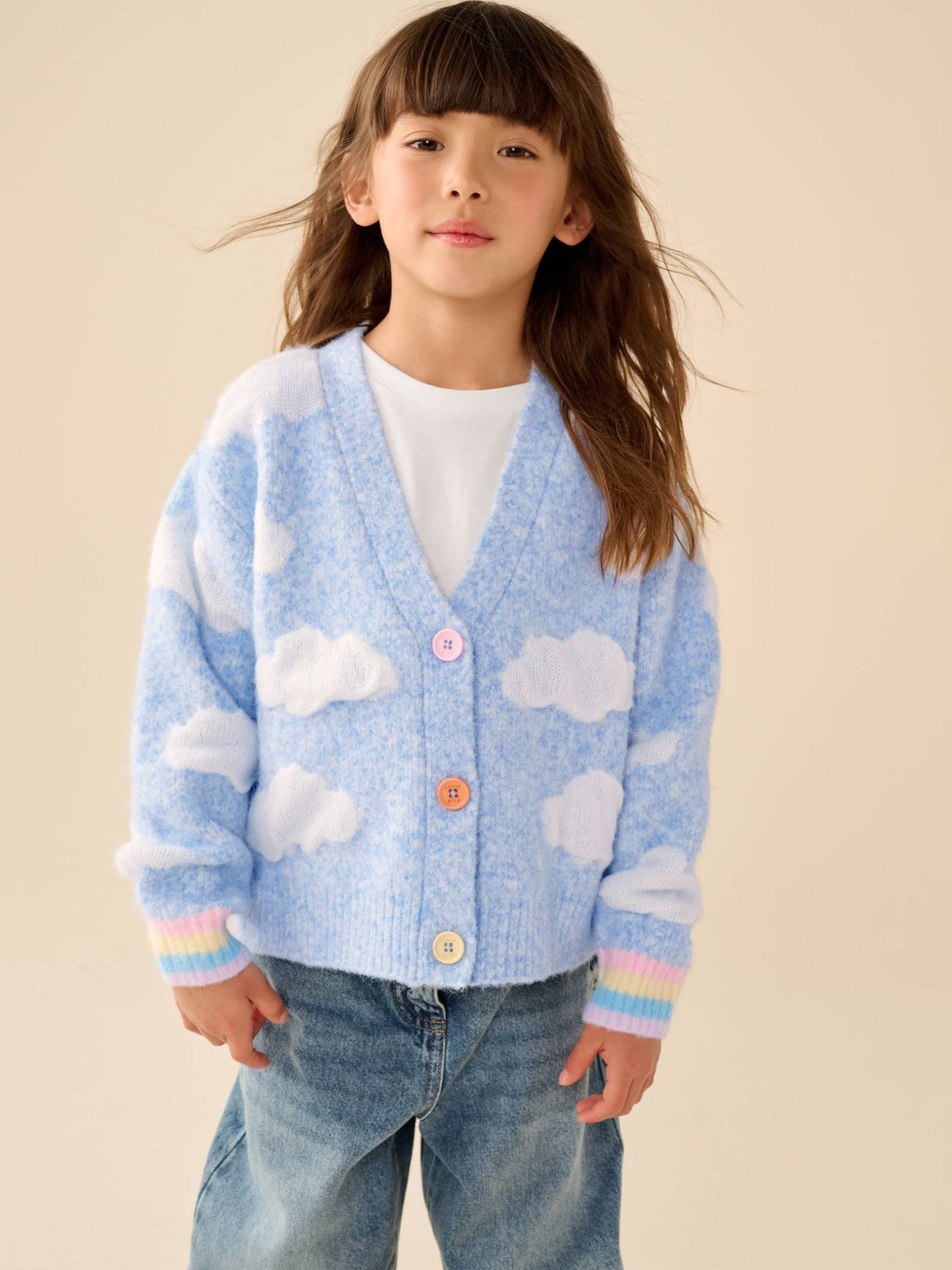 Dsiney Kidz - Little Bird by Jools Oliver Blue Bubble Cloud Button Through Knitted Cardigan image 2